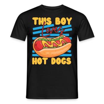 Hot Dog Adult Boy This Boy Loves - Men's T-Shirt - black - Front - AI Model Male 178 light (178cm)