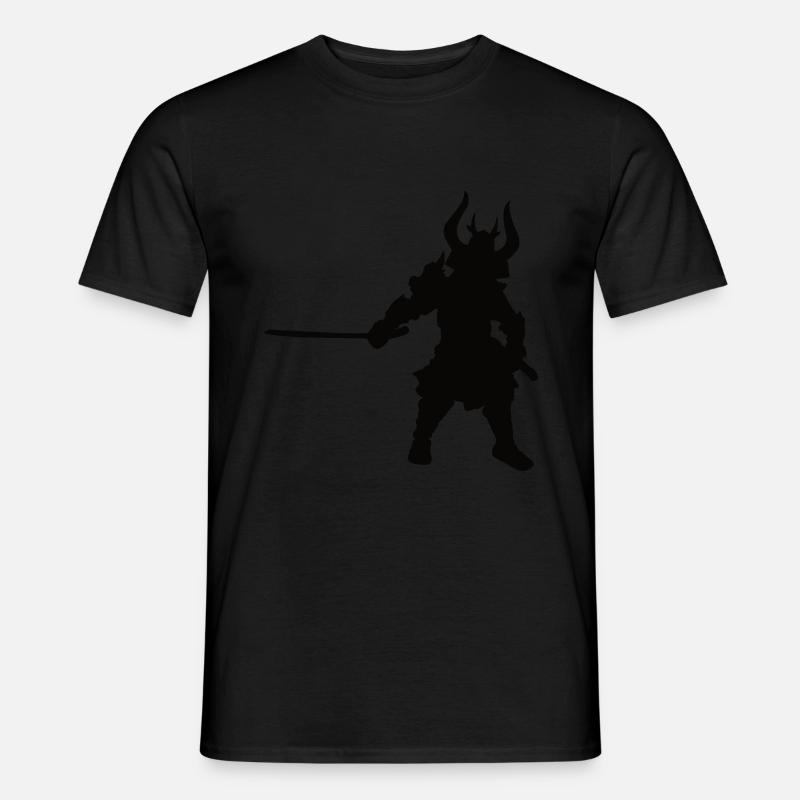 Samurai schwarzes Silhoutten Design - Männer T-Shirt - Schwarz