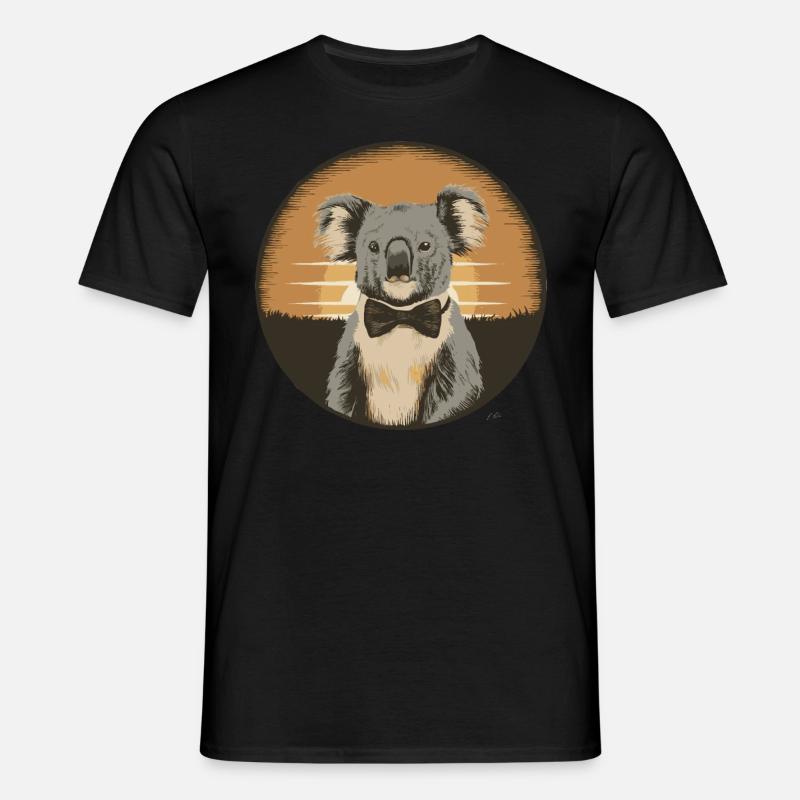 Retro Sunset Koala with Bowtie - Männer T-Shirt - Schwarz
