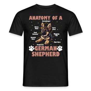 Propriétaire de chien ANATOMIE DU BERGER ALLEMAND - T-shirt homme - noir - Devant - AI Model Male 178 light (178cm)