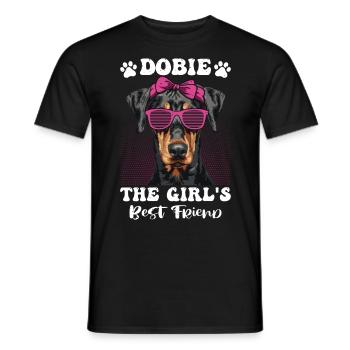 DOBIE LE MEILLEUR AMI DE LA FILLE Propriétaire de doberman - T-shirt homme - noir - Devant - AI Model Male 178 light (178cm)