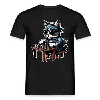 Chess Cat - Men's T-Shirt - black - Front - AI Model Male 178 light (178cm)