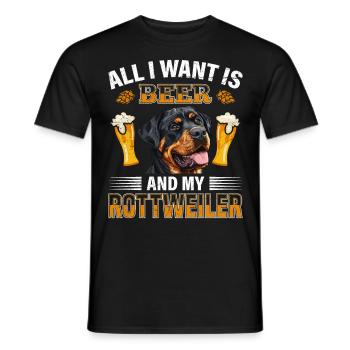 Rottie ALL I WANT IS BEER AND MY ROTTWEILER - Men's T-Shirt - black - Front - AI Model Male 178 light (178cm)