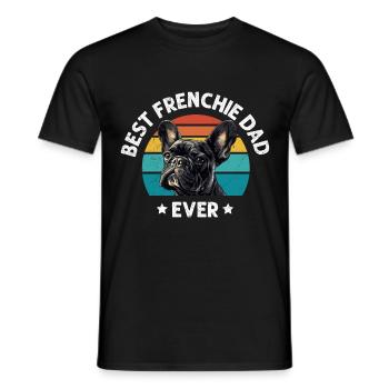 French Bulldog BEST FRENCHIE DAD EVER - Men's T-Shirt - black - Front - AI Model Male 178 light (178cm)