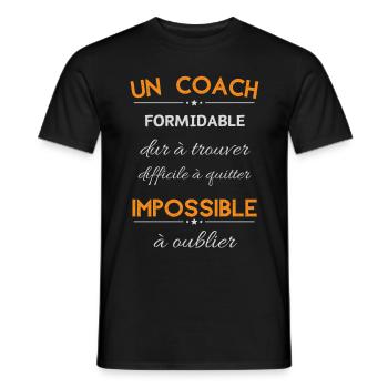 coach formidable dur a trouver difficile a quitter - T-shirt homme - noir - Devant - AI Model Male 178 light (178cm)