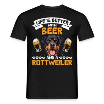 Rottie owner LIFE IS BETTER WITH BEER AND A - Men's T-Shirt - black - Front - AI Model Male 178 light (178cm)