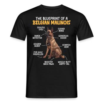 Belgischer Schäferhund BLUEPRINT OF A BEGLIAN - Männer T-Shirt - Schwarz - Vorne - AI Model Male 178 light (178cm)