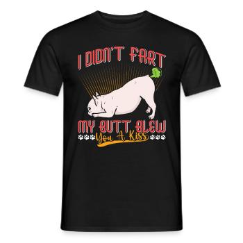 Frenchie N’A PAS PET MES FESSES T’ONT SOUFFLÉ UN BAISER Lustig - T-shirt homme - noir - Devant - AI Model Male 178 light (178cm)