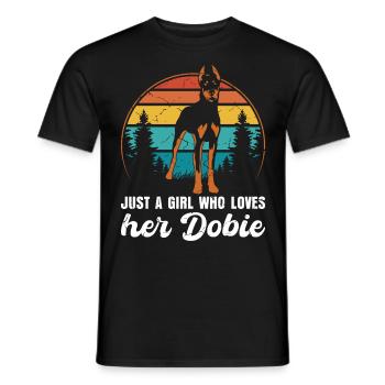 Doberman JUSTE UNE FILLE QUI AIME SON DOBIE - T-shirt homme - noir - Devant - AI Model Male 178 light (178cm)