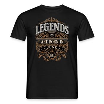 1987 Juin Naissance Année de naissance - T-shirt homme - noir - Devant - AI Model Male 178 light (178cm)