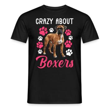 Chien Maman Boxer Allemand FOLLE DE BOXERS - T-shirt homme - noir - Devant - AI Model Male 178 light (178cm)