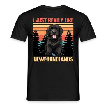 Neufundländer I JUST REALLY LIKE NEWFOUNDLANDS - Männer T-Shirt - Schwarz - Vorne - AI Model Male 178 light (178cm)