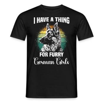 Les bergers allemands ont un faible pour les allemands à fourrure - T-shirt homme - noir - Devant - AI Model Male 178 light (178cm)