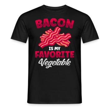 Anti Vegan Bacon is my Favorite Vegetable Lustiges - Men's T-Shirt - black - Front - AI Model Male 178 light (178cm)