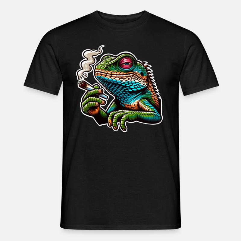 Smoking Cannabis Lizard - Men's T-shirt - black