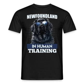 Newfie owner NEWFOUNDLAND IN HUMAN TRAINING - Men's T-Shirt - black - Front - AI Model Male 178 light (178cm)