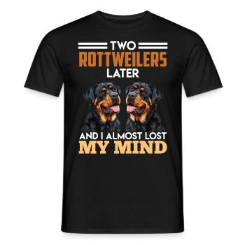 Propriétaire de Rottie DEUX ROTTWEILERS PLUS TARD Drôle - T-shirt homme - noir - Devant - AI Model Male 178 light (178cm)