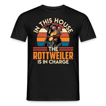 Rottie Owner IN THIS HOUSE THE ROTTWEILER - Men's T-Shirt - black - Front - AI Model Male 178 light (178cm)