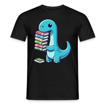 Reading Books Dinosaur Book Book Lover - Men's T-Shirt - black - Front - AI Model Male 178 light (178cm)