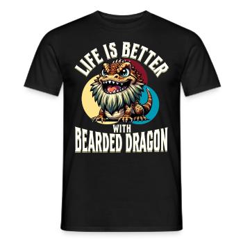 Bartagame Bartagamen Bearded Dragon - Men's T-Shirt - black - Front - AI Model Male 178 light (178cm)