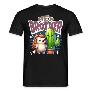 Cactus hérisson Hey Brother - T-shirt homme - noir - Devant - AI Model Male 178 light (178cm)