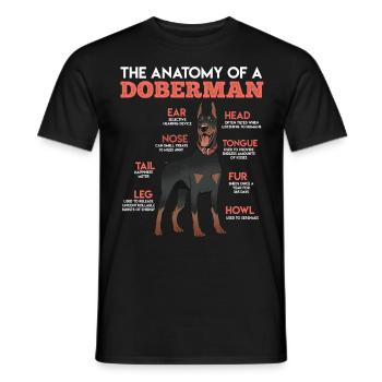 ANATOMIE D’UN DOBERMAN Propriétaire de chien drôle - T-shirt homme - noir - Devant - AI Model Male 178 light (178cm)