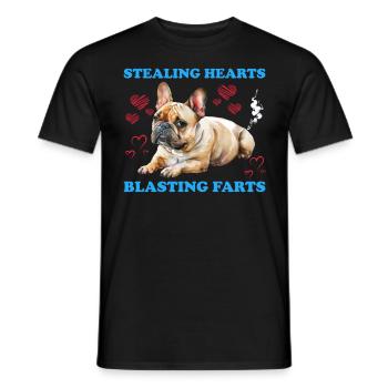 Bouledogue français VOLER DES CŒURS EXPLOSER - T-shirt homme - noir - Devant - AI Model Male 178 light (178cm)