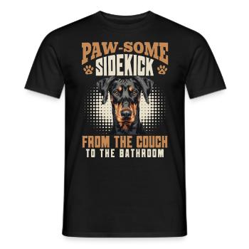 Doberman PAW-SOME SIDEKICK FROM THE COUCH Lustig - Männer T-Shirt - Schwarz - Vorne - AI Model Male 178 light (178cm)