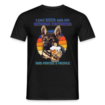 Schäferhund LIKE BEER AND GERMAN SHEPHERD - Men's T-Shirt - black - Front - AI Model Male 178 light (178cm)