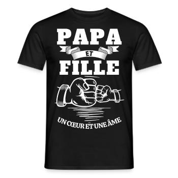 T-shirt fête des pères - Papa et Fille Cœur Âme - T-shirt homme - noir - Devant - AI Model Male 178 light (178cm)