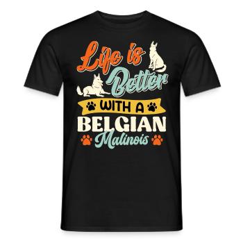 BELGIAN SHEPHERD DOGS MAKE LIFE PERFECT - Men's T-Shirt - black - Front - AI Model Male 178 light (178cm)
