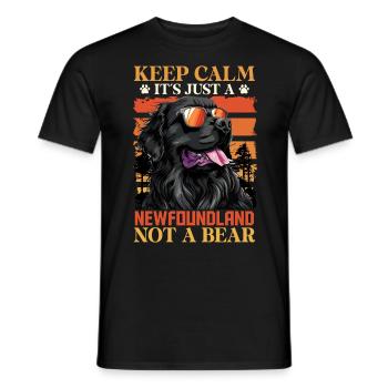 Neufundländer KEEP CALM IT'S JUST A NEWFOUNDLAND - Men's T-Shirt - black - Front - AI Model Male 178 light (178cm)