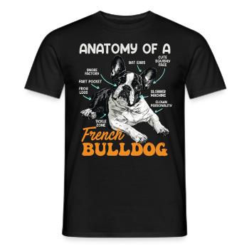 Anatomy French Bulldog Owner Funny - Men's T-Shirt - black - Front - AI Model Male 178 light (178cm)