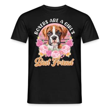 LES BOXERS SONT LES MEILLEURS AMIS D’UNE FILLE Maman Chien Maman Allemand - T-shirt homme - noir - Devant - AI Model Male 178 light (178cm)