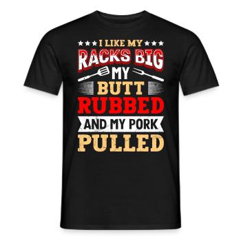 Les amateurs de viande aiment mes carrés gros cul frottés - T-shirt homme - noir - Devant - AI Model Male 178 light (178cm)