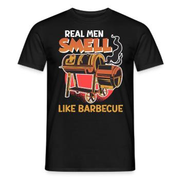 Meat lovers REAL MEN SMELL LIKE BARBECUE - Men's T-Shirt - black - Front - AI Model Male 178 light (178cm)