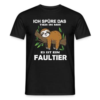 Funny sloth, no desire - Men's T-Shirt - black - Front - AI Model Male 178 light (178cm)