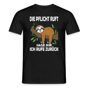 Funny sloth, no desire - Men's T-Shirt - black - Front - AI Model Male 178 light (178cm)