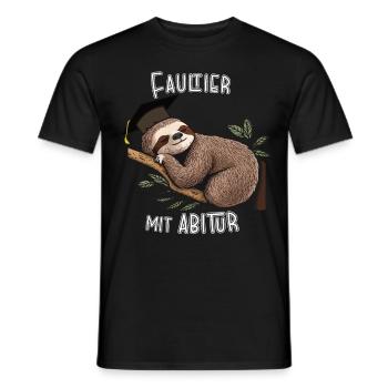Sloth with high school diploma - Men's T-Shirt - black - Front - AI Model Male 178 light (178cm)