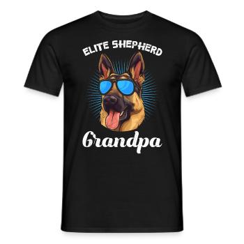 German Shepherd Man ELITE SHEPHERD GRANDPA German - Men's T-Shirt - black - Front - AI Model Male 178 light (178cm)