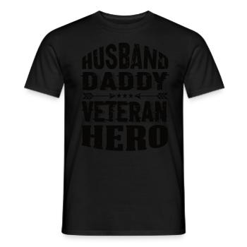Husband Daddy Veteran Hero - Men's T-Shirt - black - Front - AI Model Male 178 light (178cm)