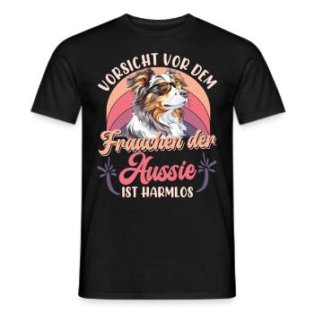 Australian Shepherd BEWARE OF THE MISTRESS - Men's T-Shirt - black - Front - AI Model Male 178 light (178cm)