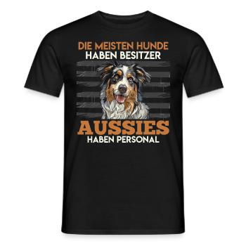 Aussie MOST DOGS HAVE OWNERS AUSSIES - Men's T-Shirt - black - Front - AI Model Male 178 light (178cm)