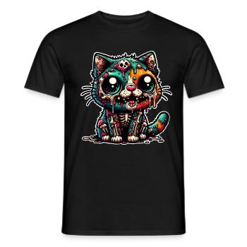 Chat Zombie Monstre Halloween - T-shirt homme - noir - Devant - AI Model Male 178 light (178cm)