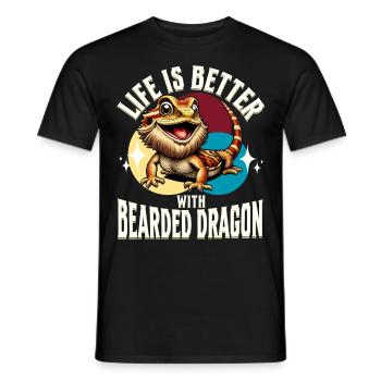 Bartagame Bartagamen Bearded Dragon - Men's T-Shirt - black - Front - AI Model Male 178 light (178cm)