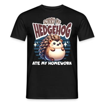 École de devoirs de hérisson - T-shirt homme - noir - Devant - AI Model Male 178 light (178cm)