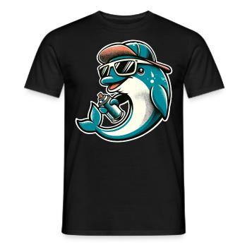 Dolphin Graffiti Sprayer Spray Can - Men's T-Shirt - black - Front - AI Model Male 178 light (178cm)