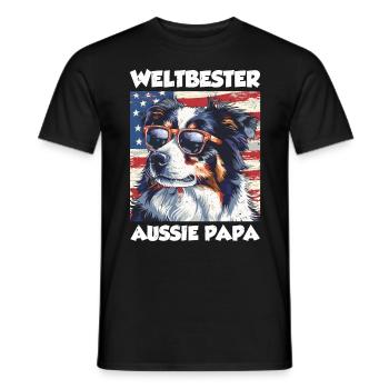Australian Shepherd WELTBESTER AUSSIE PAPA - Männer T-Shirt - Schwarz - Vorne - AI Model Male 178 light (178cm)