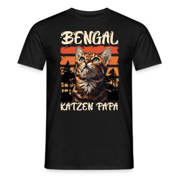 BENGAL CAT DAD Bengal Cats Lover - Men's T-Shirt - black - Front - AI Model Male 178 light (178cm)