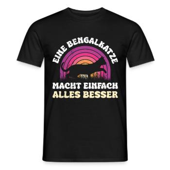 Bengalkatze EINE BENGALKATZE MACHT EINFACH ALLES - Männer T-Shirt - Schwarz - Vorne - AI Model Male 178 light (178cm)